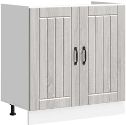 vidaXL - Spoelbakonderkast - Lucca - bewerkt - hout - grijs - sonoma - eiken