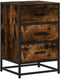 vidaXL - Nachtkastje - 40x34,5x60 - cm - bewerkt - hout - en - metaal - gerookt - eiken