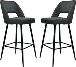 Barkruk Jenna S/2- 54x49x106 - Donker grijs/zwart - Katoen/linnen/metaal