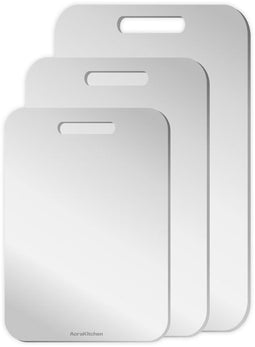 AoraKitchen RVS Snijplank Set - Antibacterieel - Vaatwasserbestendig - (3 stuks)