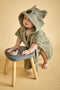 Nuuroo Badponcho - Badcape - Capouchon met berenoren - licht groen - Biologisch katoen badstof badponcho 9-24 maanden