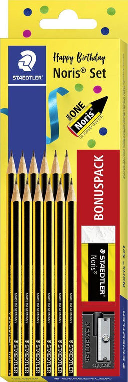 STAEDTLER Noris potlood - set 12 x HB + gom & slijper gratis