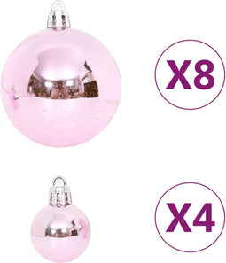 vidaXL - 65-delige - Kerstballenset - roze/rood/wit