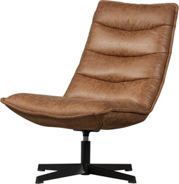 WOOOD Nika Draaifauteuil - Leerlook - Cognac - 92x65x92