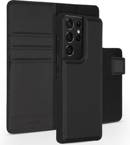 Accezz Samsung Galaxy S21 Ultra - 2 in 1 Wallet Bookcase - Echt Nappa leer - Zwart