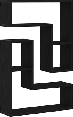 vidaXL - Wandplanken - Set - van - 2 - Zwart - Eiken - 50x15x85 - cm - Houtvezel