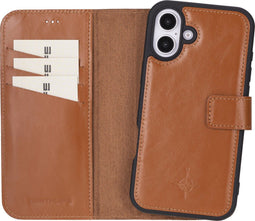 NorthLife Geschikt voor iPhone 16 Plus - Leren Afneembare 2-in-1 bookcase telefoonhoes - Cognac