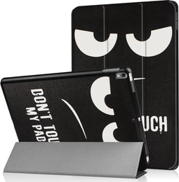 imoshion Tablet Hoes Geschikt voor iPad Air 10.5 (2019) / iPad Pro 10.5 (2017) - imoshion Design Trifold Bookcase - Zwart / Meerkleurig /Don't touch
