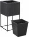 vidaXL - Plantenbakken - verhoogd - 3 - st - poly - rattan - zwart