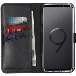 Selencia Galaxy S9 - Echt Lederen Bookcase - Ruimte voor 3 pasjes - Zwart