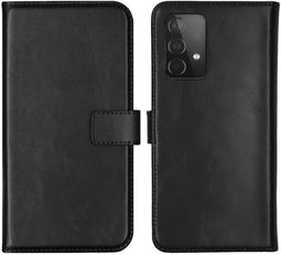 Selencia Galaxy A52(s) (5G/4G) - Echt Lederen Bookcase - Ruimte voor 3 pasjes - Zwart