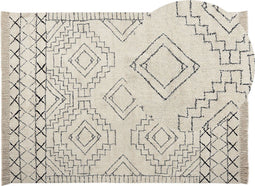 ZEYNE - Laagpolig vloerkleed - Beige - 140 x 200 cm - Katoen