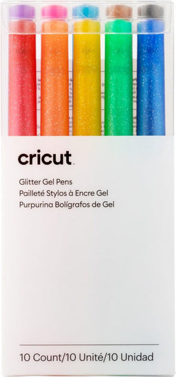 Cricut Glittergelpennen – Rainbow + Roze, Bruin en Zwart (10 stuks)