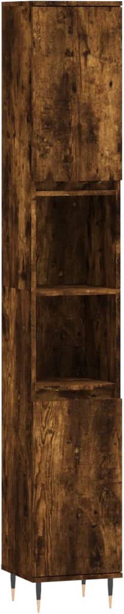 vidaXL - Badkamerkast - 30x30x190 - cm - bewerkt - hout - gerookt - eikenkleurig