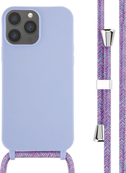 iMoshion Hoesje Geschikt voor iPhone 13 Pro Max Hoesje Met Koord - iMoshion Siliconen hoesje met koord - Paars