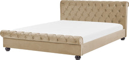 Beliani AVALLON - Waterbed - Beige - Fluweel