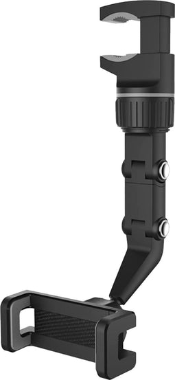 Autodashboard telefoonhouder, auto achteruitkijkspiegelbevestiging met 360 ° roterende veerclip voor smartphones met een breedte van 5-10 cm - Grijs