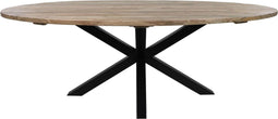 Tuintafel ovaal - 220x110x76 - Naturel - Oud teakhout/metaal