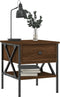 vidaXL - Nachtkastje - 40x42x45 - cm - bewerkt - hout - bruin - eikenkleur