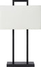 Atmooz - Tafellamp Matera - Slaapkamer / Woonkamer - Industrieel - Zwart en witte kap - Hoogte 59cm - Metaal