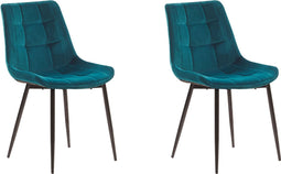 MELROSE - Eetkamerstoel - Turquoise - Fluweel