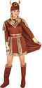 dressforfun - Vikingleidster S - kostuum jurk met cape riem hoed laarskappen bruin - 301354