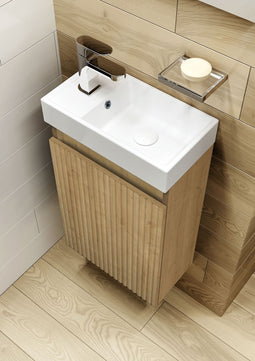 Atlantic Amari - Toiletmeubel 40 cm - Softclose deur - Natuur eik met witte wastafel