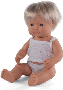 Miniland Babypop Europese Jongen 38cm - met wit broekje en hemdje