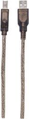 Manhattan 152389 - USB 2.0 A naar B kabel - 15 m met LED - Zwart