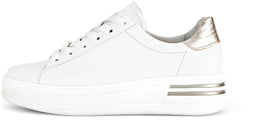 Gabor 395 - Lage Sneakers - Leer met goudkleurige accenten - Wit