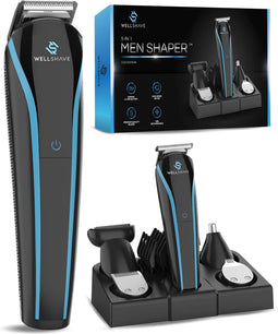 Wellshave 5-in-1 Baardtrimmer Iced V2 - Baard- en Lichaamstrimmer - 5 opzetstukken - Zwart/Blauw