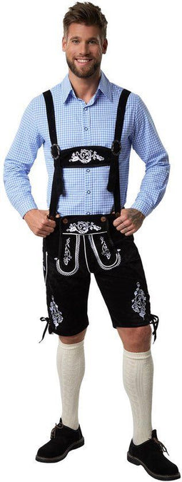 Dressforfun Lederhose Frankenwald M - Verkleedkostuum - Traditionele klederdrachtstijl - Zwart