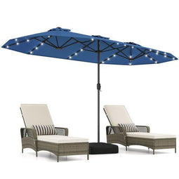 Coast Tuinparasol - Kantelbare Parasol met Solar LED 24 Lampen - Blauw