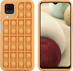 iMoshion Hoesje Geschikt voor Samsung Galaxy A12 Hoesje Siliconen - iMoshion Pop It Fidget Toy - Pop It hoesje - goud