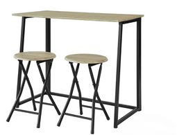 SoBuy OGT18-N - Eettafel Set - 3 Delig - Klaptafel en 2 Krukken - 90 x 74 x 45 cm - Zwart Houten