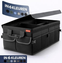HELDENWERK Premium - Kofferbak organizer - Opvouwbaar antislip met deksel - Zwart