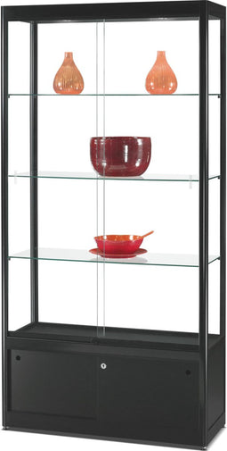 Vitrinekast Berlina 1000 zwart met onderkast
