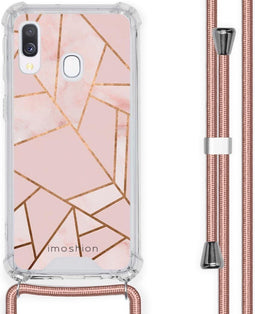 iMoshion Hoesje Geschikt voor Samsung Galaxy A40 Hoesje Met Koord - iMoshion Design Hoesje met Koord - Goud / Roze / Pink Graphic
