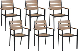 VERNIO - Tuinstoel set van 6 - Lichthout/Zwart - Kunsthout