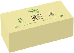 Memoblok 3M Post-it 653 38x51mm recycled geel - 4 stuks