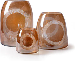 Vaas met ringen 'janine' bruin h9,5 d9,5 cm