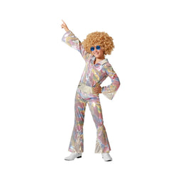 Atosa Disco Fever jumpsuit - metallic - voor kinderen - 2-delig - Carnaval/70's foute party 128