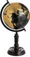 J-Line wereldbol Op Voet - hout - zwart/goud - medium