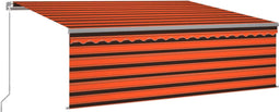 vidaXL - Luifel - handmatig - uittrekbaar - met - rolgordijn - 4x3 - m - oranje - bruin