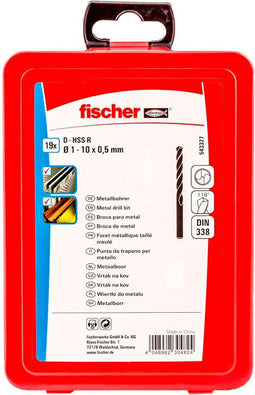 Borenset Fischer Ms Metaal Roestvrij staal 19 pcs