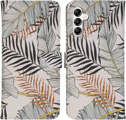 iMoshion Hoesje Geschikt voor Samsung Galaxy A14 (5G) Hoesje Met Pasjeshouder - iMoshion Design Softcase Bookcase - Goud / Glamour Botanic