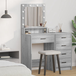 vidaXL - Kaptafel - met - LED - Verlichting - Grijs - Sonoma - 50x41x135 - cm