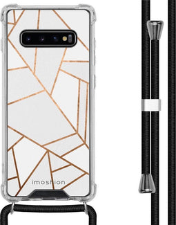 iMoshion Hoesje Geschikt voor Samsung Galaxy S10 Plus Hoesje Met Koord - iMoshion Design Hoesje met Koord - Wit / Meerkleurig / Goud / White Graphic