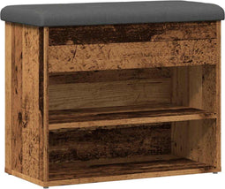 vidaXL - Schoenenbank - 62x32x50 - cm - bewerkt - hout - oud - houtkleurig
