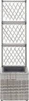 vidaXL - Latwerkplantenbak - verhoogd - met - 1 - pot - 30x30x107 - cm - rattan - bruin